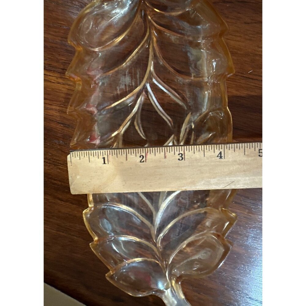Vintage Leaf Pattern Marigold Indiana Glass Co Tray - Picture 3 of 6